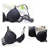Sencylife Sexy Bras for Women Lace Push Up Padded Underwire Lift Up Support Everyday Bra Set Black 36A - Image 5