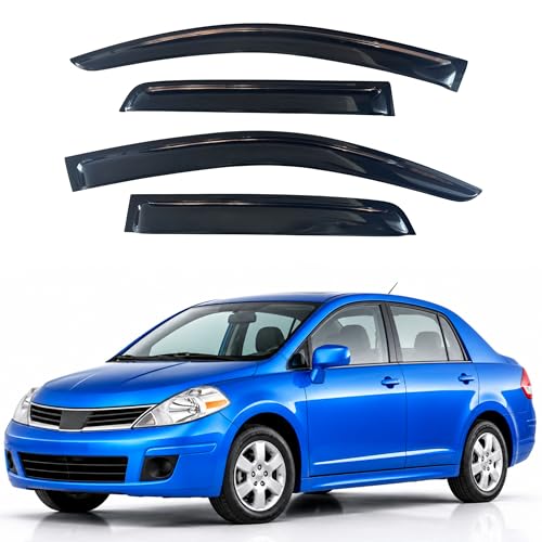 Image of IG Window Visors Fit for 2007-2011 Nissan Versa Sedan, Out-Channel Rain Guards Vent Wind Deflectors 4PC, Car Accessories for 2007-2012 Nissan Versa Hatchback