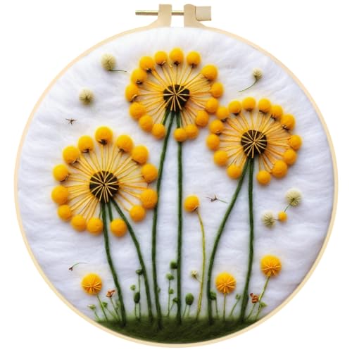 Eforcase Needle Felt Starter Set, Needle Felting Kit, Felt Painting Kit for Beginners Cute Animal Flowers Wool Needle Felt Set with Felt Needle, Picture Frame, Foam Pad and Instructions Home Decor