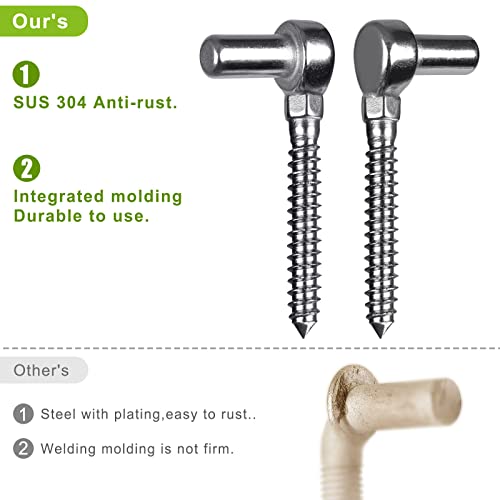 Image of Insaga 304 Stainless Steel Gate Hinge, 5 /8 inch Pin Heavy Duty Lag Screw Hinge for Wooden Fence & Farm Gate, One-Piece Molding Post Side Wood Bolt Hinge (2Pcs,M12)