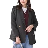 [ロペピクニック] WEB限定 レディハンサムシリーズ ウールライク金ボタンミドル丈ジャケット(総裏地) ブラック系(02) M