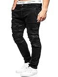 Indicode Herren Roth Jeanshose aus 98% Baumwolle Super-Stretch | Destroyed Herrenjeans Black 32/34