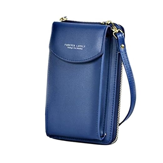 Bolsa Feminina Ombro Pequena Porta Carteira e Celular Transversal (Azul)