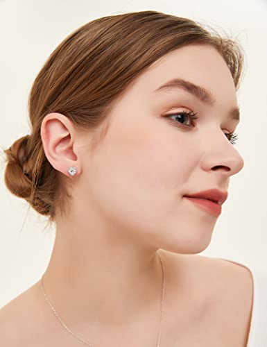 Eamti 925 Sterling Silver Stud Earrings For Women 0.5Ct Heart Shaped Cubic Zirconia Cz White Gold Plated Dainty Hypoallergenic #TOP6