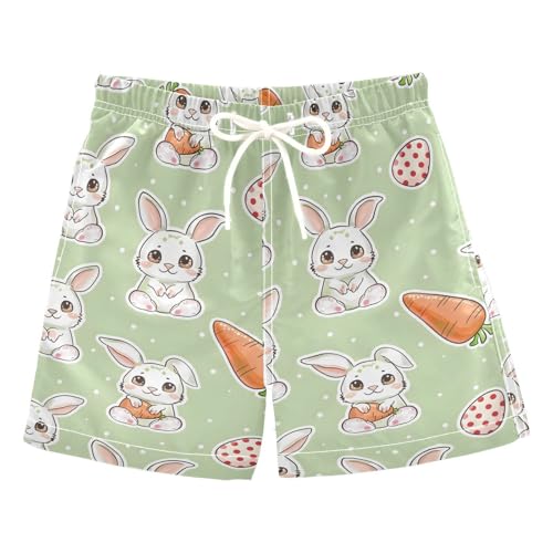 ALAZA Cute Rabbit Strawberry Polka Dot Boys Quick Dry Beach Board Shorts Kids Swim Trunks Bathing Suit Swimsuit 2T