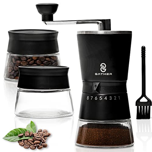 GATHER Manual Coffee Grinder with 8 Adjustable Coarseness Settings, Hand Crank Coffee Mill with Stainless Steel Burr, French Press, Pour Over, Drip Coffee GATHER Manual Coffee Grinder with 8 Adjustable Coarseness Settings, Hand Crank Coffee Mill with Stainless Steel Burr, French Press, Pour Over, Drip Coffee