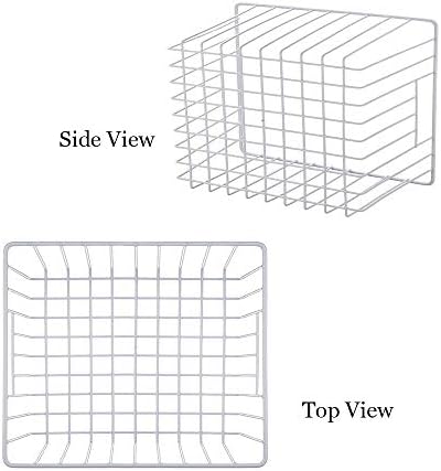 Freezer Wire Storage Organizer Basket, Refrigerator Storage Baskets Bins Organizer with Built-in Handles for Cabinets, Pantry, Closets, Bedrooms 4 Pack 11"x10"x 7"