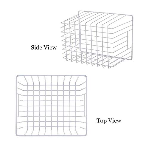 SANNO Freezer Baskets Freezer Wire Storage Basket, Organizer Food Storage Bin with Handles for Cabinets, Pantry, Closets, Bedrooms 11.8" x 11.8" x7" by SANNO - Used condition - Image 2
