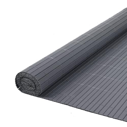 True Products 2m x 4m PVC Garden Fence Artificial Bamboo Slat Privacy Balcony Screening Grey