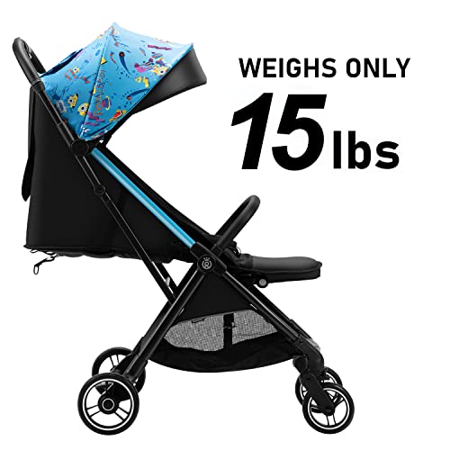 Royalbaby Lightweight Baby Stroller, Self Standing Gravity Fold Stroller For Infants, Compact Fold Travel Stroller For Airplane, Toddler Umbrella Stroller With Canopy& Cup Holder, Blue #TOP4