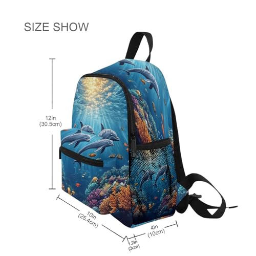 ALAZA Toddler Backpacks for Boys Girls Coral Dolphin Kids Backpack with Chest Clip and Name Tag,S4