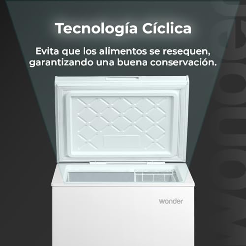 Wonder Congelador Horizontal Blanco WCH1001EDC. Capacidad 99 Litros, Dual Cooling, 1 Cesta, Bajo Nivel Sonoro, Eficiencia Energética Clase E - imagen 6