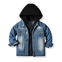 TJTJXRXR Little Boys Girls Cardigan Hooded Lapel Zipper Pocket Baby Denim Coat Jackets Outerwear (as1, age, 1_year, 2_years, B-Black)