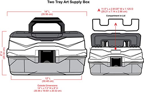 Artbin 6892Ag 2-Tray Art Supply Box, Portable Art & Craft Organizer With Lift-Up Trays, [1] Plastic Storage Case, Gray/Black #TOP2