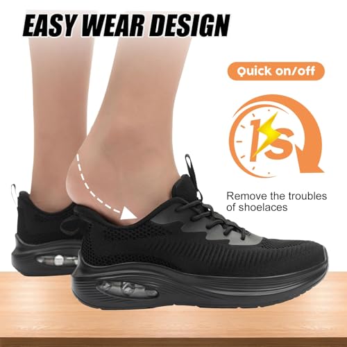 ZYEN Wide Toe Box Shoes Women Air Cushion Road Running Shoes Extra Wide Width Breathable Sneakers Arch Support Tennis Lightweight Gym Athletic Walking Sneakers 8811 Full Black 42 by ZYEN - Used condition - Image 4