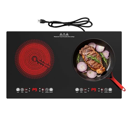 Electric Cooktop, 24 Inch 2 Burner Cooktop 110V, Built-in and