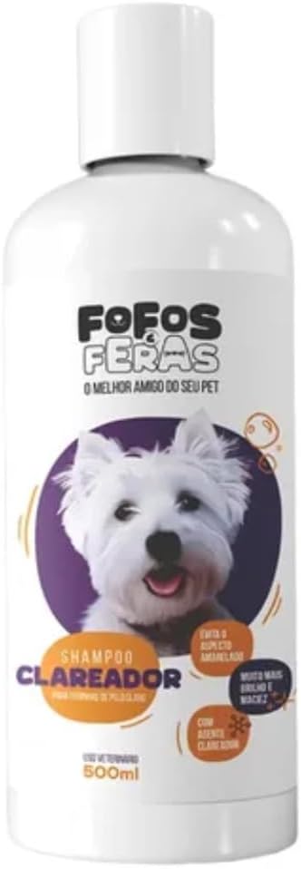 Shampoo Clareador 500ml para Cães e Gatos - Pelos mais Brancos