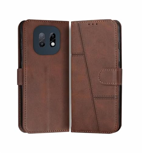 Image of Compatible for realme NARZO 70 Turbo 5G Flip Cover Leather Finish | Inside TPU with Card Pockets | Wallet Stand | Complete Protection Flip Case Brown