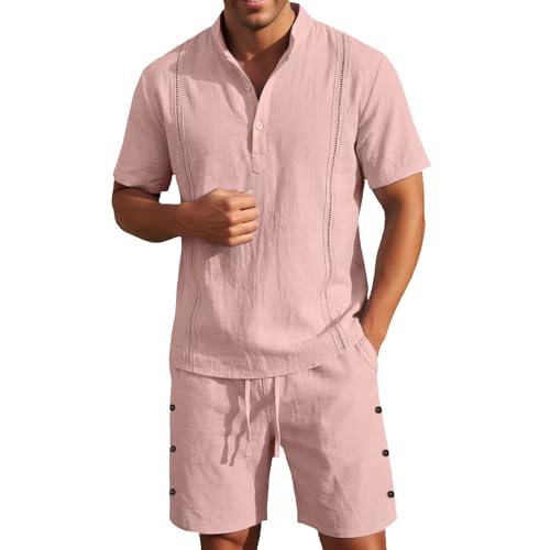 Ensemble en lin homme pour rester frais en été tenue décontractée unie