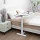 ETHU end Table Höhenverstellbarer Schreibtisch, Stehpult mit Tastaturablage und Verdeckten Rollen, 77x40cm Mobiler Computertisch für Homeoffice, Beistelltisch mit Haken, Laptoptisch Marmor Weiß