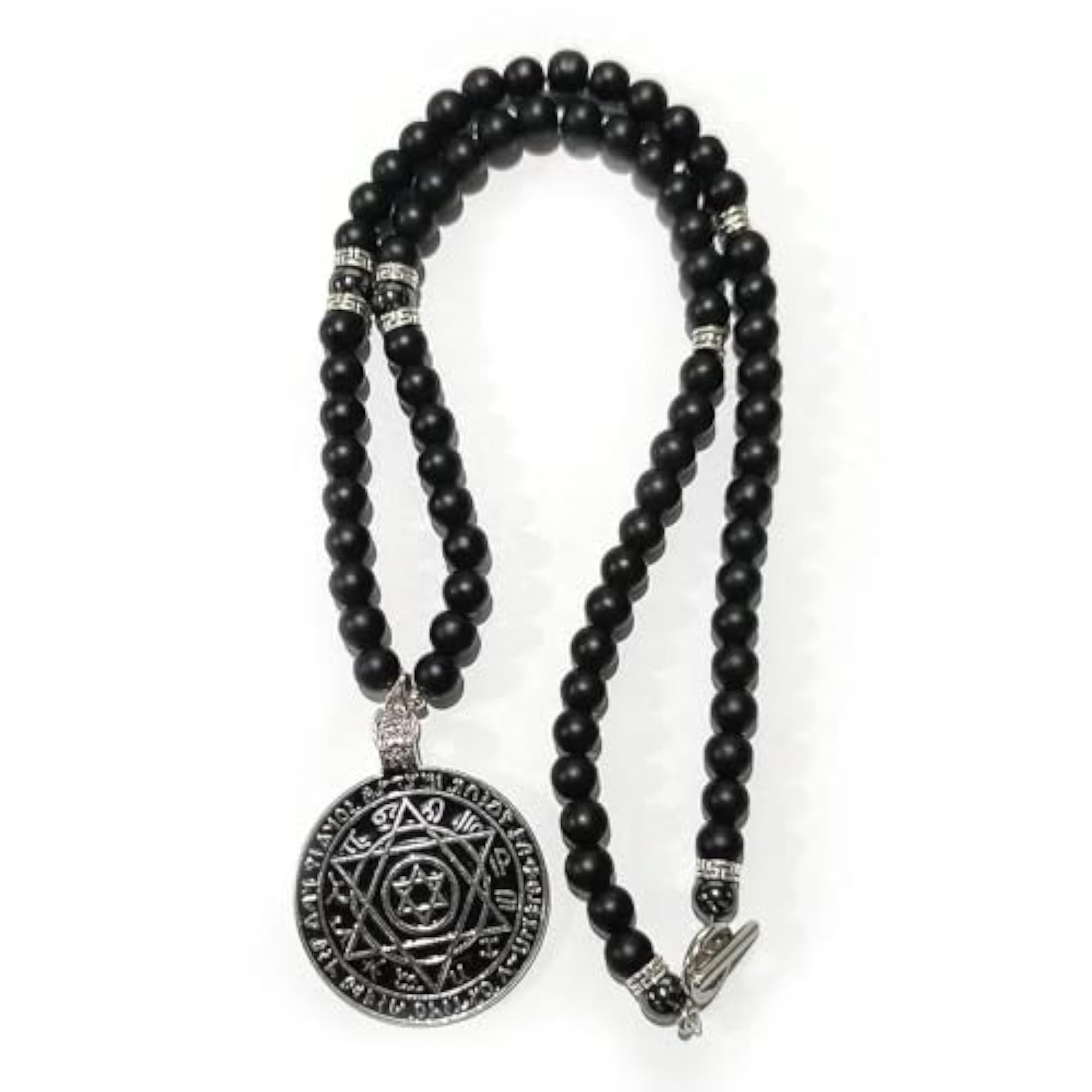 Men's 8mm Black Natural Onyx Beads Necklace, 24 inch
