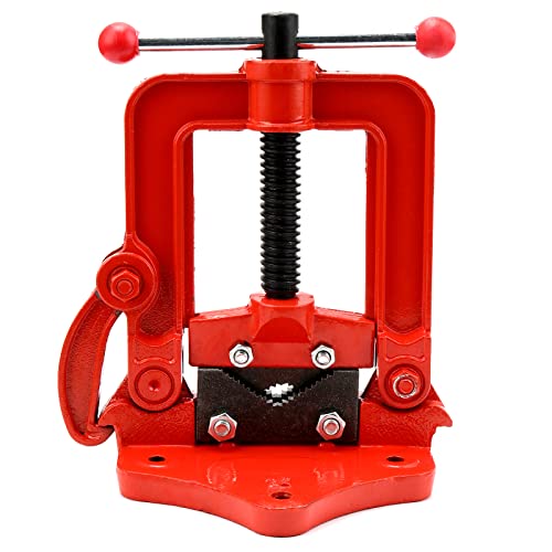 KOHAND Robuster Rohrschraubstock, geschmiedeter Schraubstock, Einfädlerrohr, Sanitärschraubstock zur Befestigung von Rohren, Klemm-Typ, passend für 3/5-Zoll-Rohre, Rot