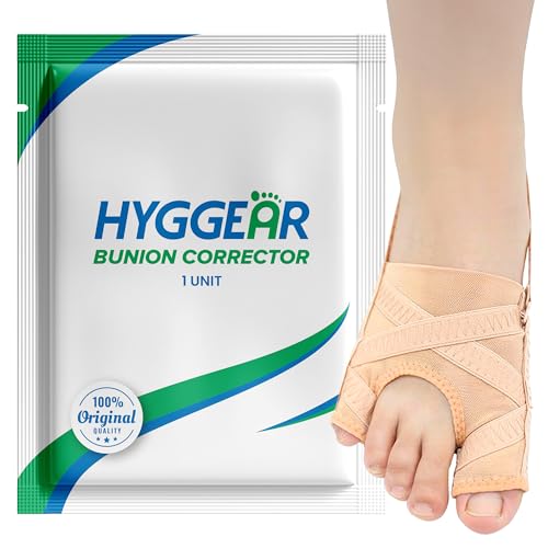 Hyggear Bunion Corrector for Women and Men Breathable Big Toe Straightener with Adjustable Support Hallux Valgus Toe Separator for Day and Night Use (1 pcs)