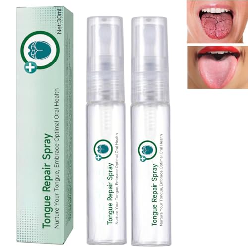 Oral Antibacterial Spray,2pcs Tongue Repair Spray,Sore Tongue Relief,Breath Fresheners,Fissured Tongue Relief Spray,Tongue Moisturizing Spray,Instant Dry Mouth Relief,Mouth Spray for Dryness