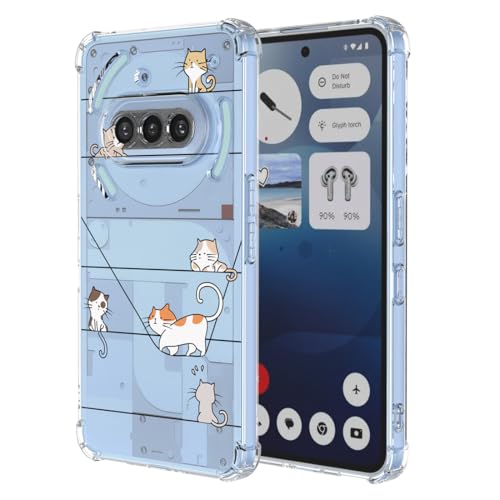 YUXING Transparente Hülle für Nothing Phone 3a - Cute Cool Muster Design Dünn Schutzhülle Weiche Clear TPU Stoßfester Bumper HandyHülle (Kitten)