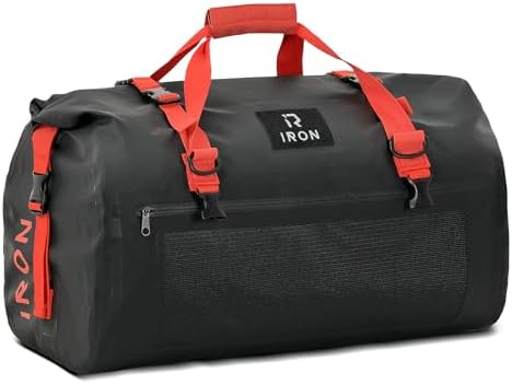 BORLENI wasserdichte Motorrad-Hecktasche aus 500D-PVC mit Rolltop | Wasserdicht mit verschweißten Nähten; Reflektoren, MOLLE-System, 4 Schnellverschluss-Riemen und abnehmbarer Schu