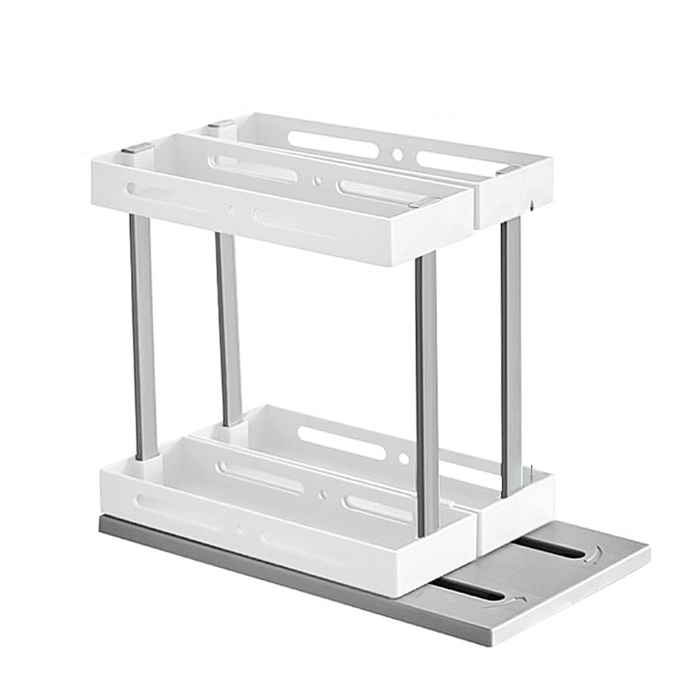 MYUYEE Rotating Spice Rack Plastic Seasoning Spice Jar Rack Storage 2 Tier Pull Out Cabinet Organiser - Best For Tidy Spices Herbs - Spice Rack Kitchen Cupboard Pantry Organi(Grey-30 * 30 * 20Cm)