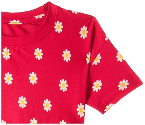 Image of T2F Girls Cotton Printed Oversized Fit Crop Top and Pant Pajama Set