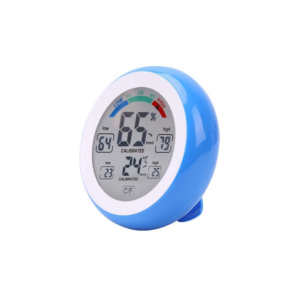 °C/°F Digital Thermometer Hygrometer Temperature Humidity Meter Max Min Value Touch Screen Display Temperature Humidity Meter (Black)