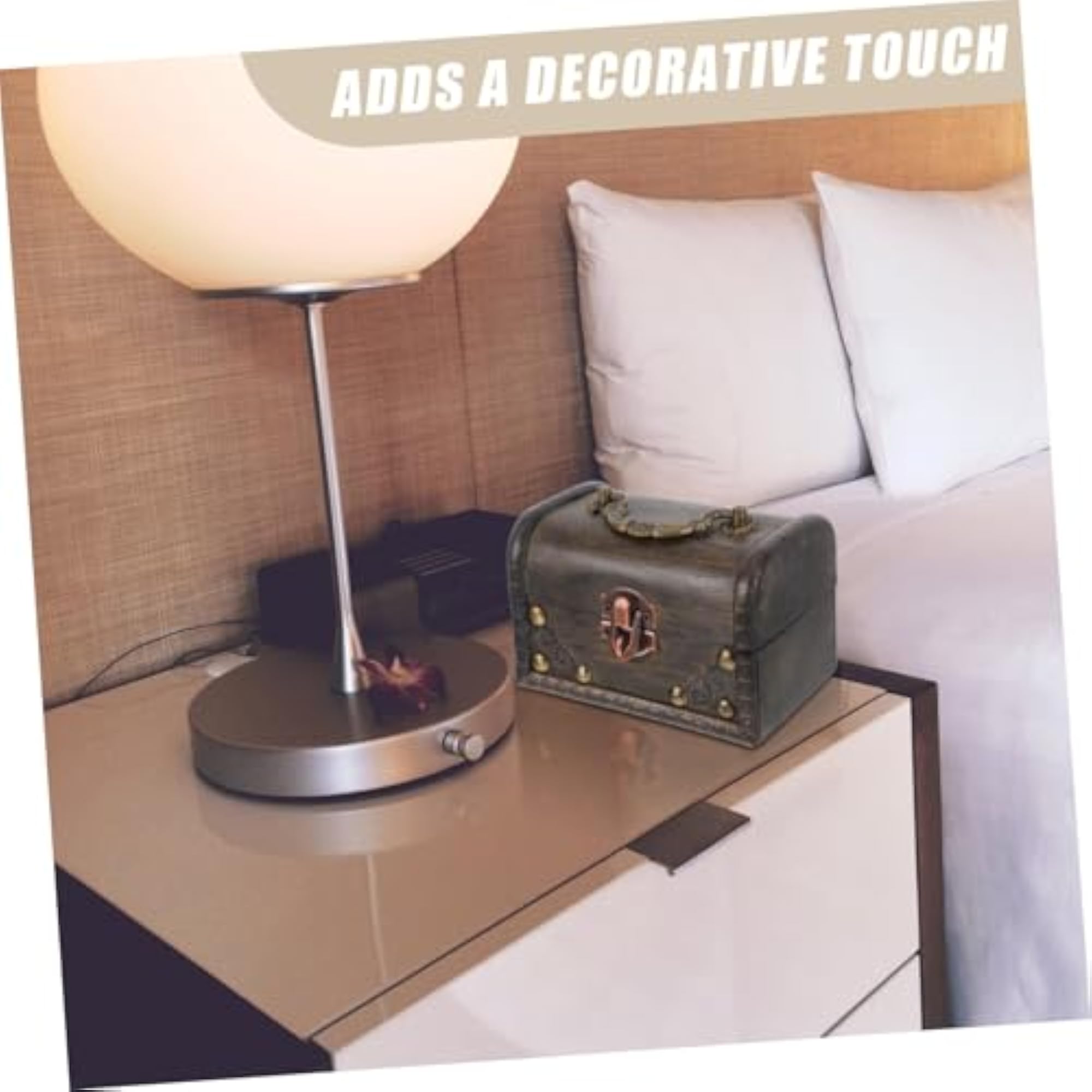 1set Vintage Wooden Storage Chest Lock Multifunctional Box
