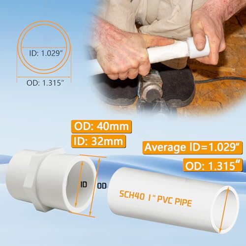10Pcs White PVC Pipe Fittings, 1-Inch NPT Female Thread Adapter Connector, Threaded Coupling, Socket x NPT Female, Sch40
