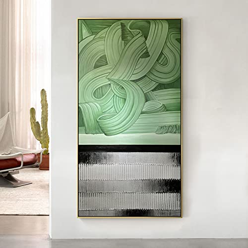 Tableau abstrait vert moderne grand format pour décorer le mur de votre salon