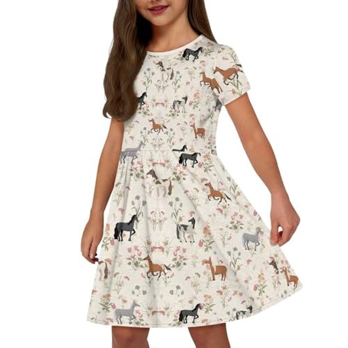 Short Sleeve Dress for Girls with Pockets Cute Toddler Girl Clothes Summer 2-12