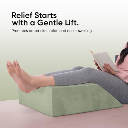 Image of Frido Leg Elevation Wedge Pillow for Edema, Varicose Veins, Fracture | High Resilience Foam Cushion for Leg, Knee & Thigh Support | Back Pain & Swelling Relief | Lightweight (Sage Green)