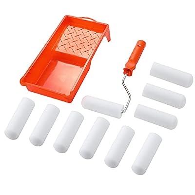 Foam Paint Roller Set-4" Paint Roller with 10 High-Density Foam Covers,Roller Frame,Paint Tray,Sponge Roller Naps,Mini Paint Roller for Painting Doors, Cabinets,Home Decoration & DIY Craft,Pack of 12