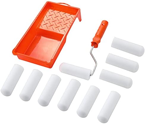 Foam Paint Roller Set-4" Paint Roller with 10 High-Density Foam Covers,Roller Frame,Paint Tray,Sponge Roller Naps,Mini Paint Roller for Painting Doors, Cabinets,Home Decoration & DIY Craft,Pack of 12