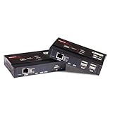4K HDMI KVM USB Extender,KVM Over IP Cat5/Cat6/Cat5e Low lentency for EDID Support Gigabit POE Network Switch,Support of 4K@30Hz YUV 4:4:4 Video, 5.1ch/7.1ch/DTS/Dolby Audio up to 459ft