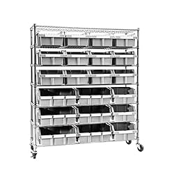 Garage organization bins and wire shelving