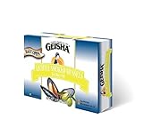 GEISHA Lightly Smoked Mussels in Olive Oil (Pack of 12), Chilean Mussels(Mytilus Chilensis)| Real Smoked - Zero Trans Fat - No Sugar Added – Farm Raised – Good Source of Iron – Gluten Free – Good Source of Protein