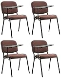 CLP Lot de 4 Chaises Visiteur Ken Tissu et Tablette Rabattable I Chaise Salle de Conféren...
