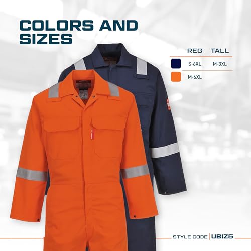 Image of Portwest Bizweld Iona Coverall Overall Work Fire PPE Protective Wear Safety Boiler Suit ASTM NFPA ARC 2, Navy, 3 XL