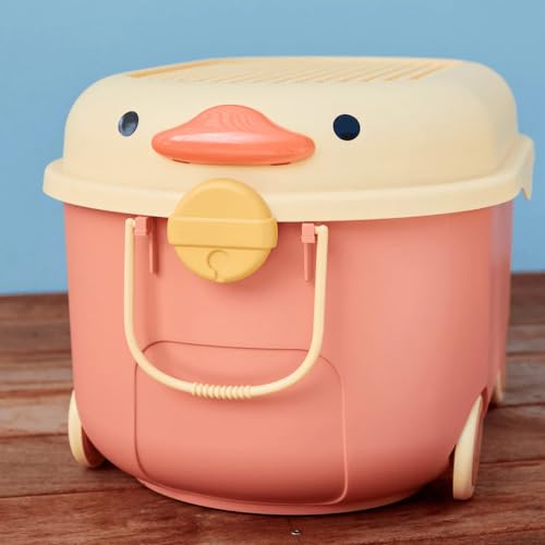 TOPAMIX Caixa Organizadora de Brinquedos e Livros para Crianças com Rodinhas Patinho Divertido (Lara