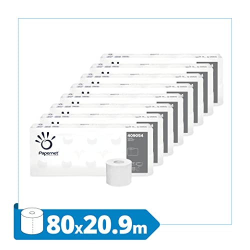 Papernet - Carta Igienica 409054, 10 Rotoli per Pacco, Realizzata in Pura Cellulosa, Lunghezza Rotolo 20,9m, 190 Strappi, Diametro Rotolo 11 cm, Anima 4,5 cm, Confezione da 8 x 10 rotoli - Immagine 1