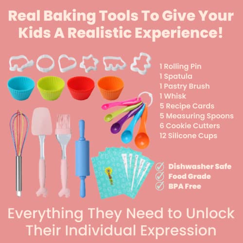Kids Baking Sets For Girls - 35 Pcs Gift Set Kids Baking Set For Kids Ages 10-12 Girls 9-12 Kids Baking Kit For Kids Ages 4-8 6-8 8-12 | Baking For Kids Real Kids Baking Supplies And Tools #TOP4