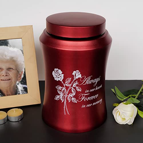 Image of Customized Large Cremation Urns for Human Ashes, for Adult Female | Full Size 220 lbs Capacity, Stainless Steel, Laser Engraving Name, For Adult Female, Sealing Well & Durable, Sympathy Gift