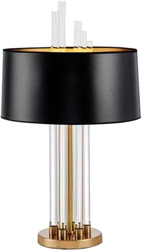 ZHYH - Lámpara de mesa de cristal para sala de estar dormitorio mesita de noche iluminación del hogar pantalla de tela